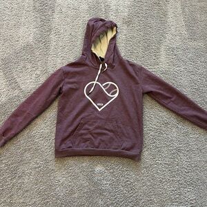 Women's Plum Softball/Baseball Heart Hoodie